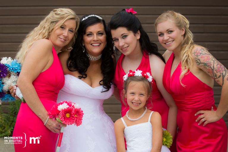 Edmonton Wedding Photographers - Bridesmaids in Pomegranate Dresses
