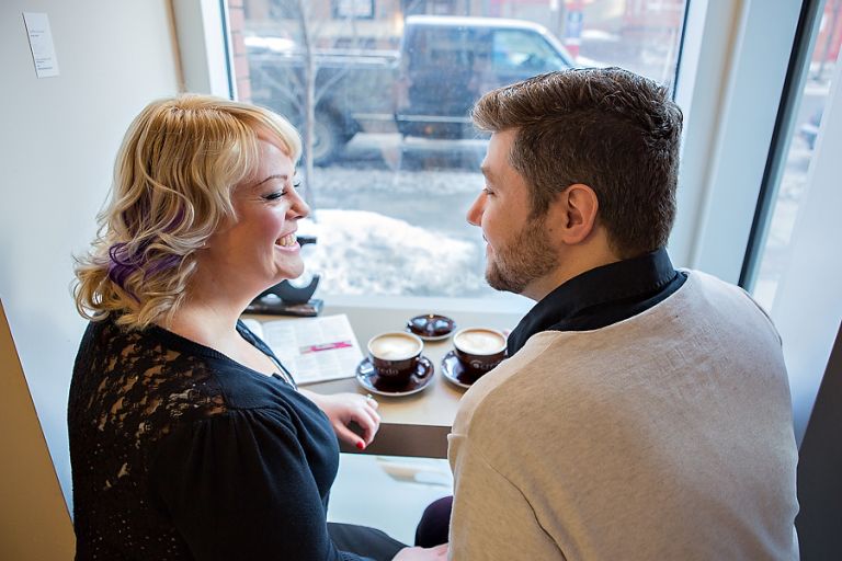 Engagement Photos in a Coffee Shop