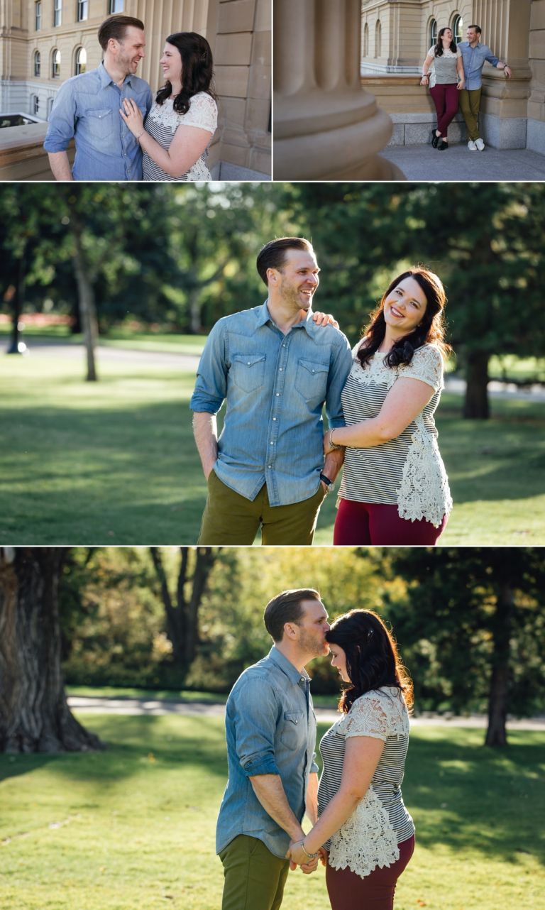 Engagement photos at the Alberta Legislature Grounds in Edmonton