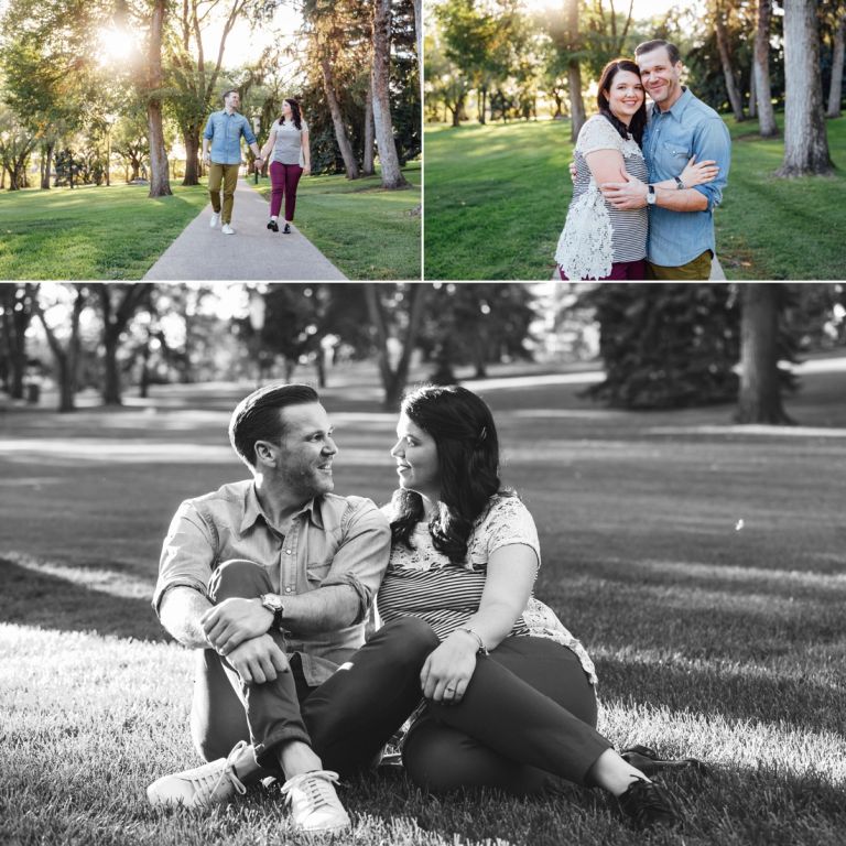 Engagement photos at the Alberta Legislature Grounds in Edmonton