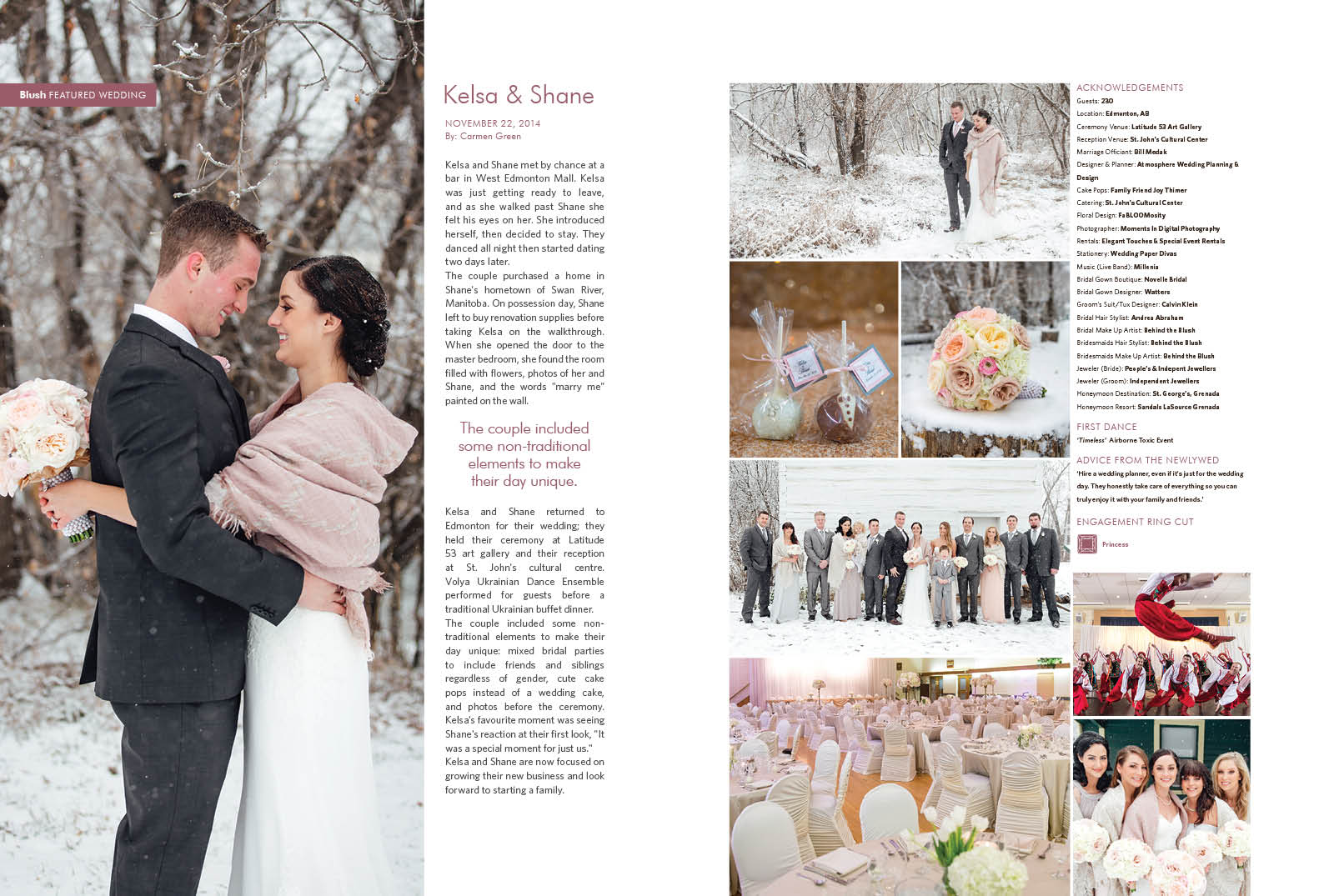 Edmonton Wedding Photographers - Featured Wedding in Blush Magazine