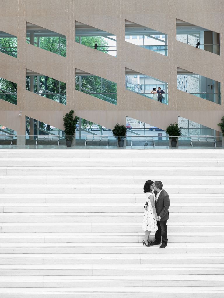 Engagement photos at Edmonton's City Hall