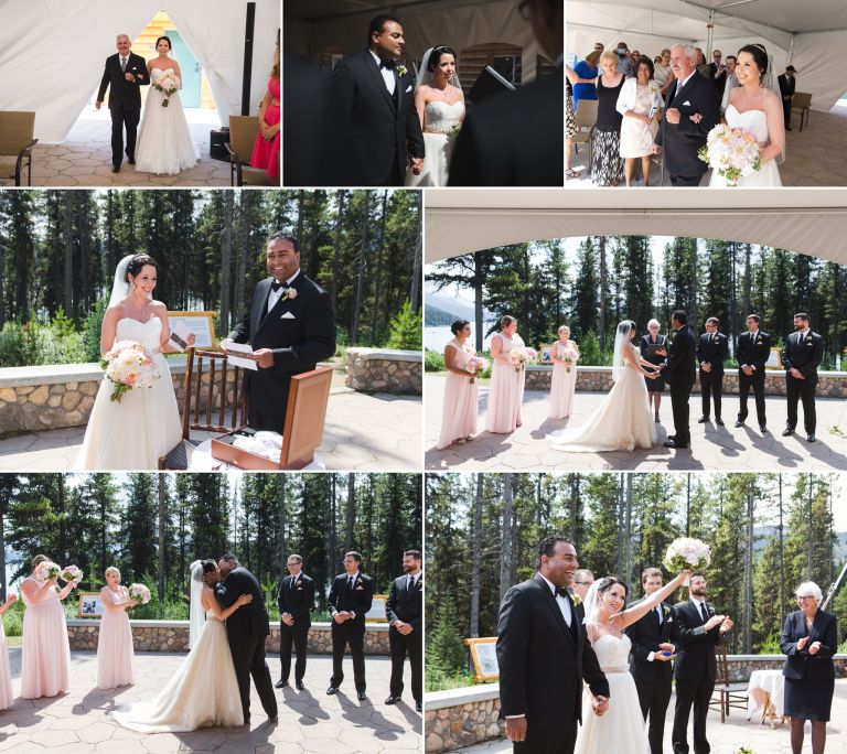 Edmonton Wedding Photographers - Wedding ceremony at Maligne Lake Chalet in Jasper