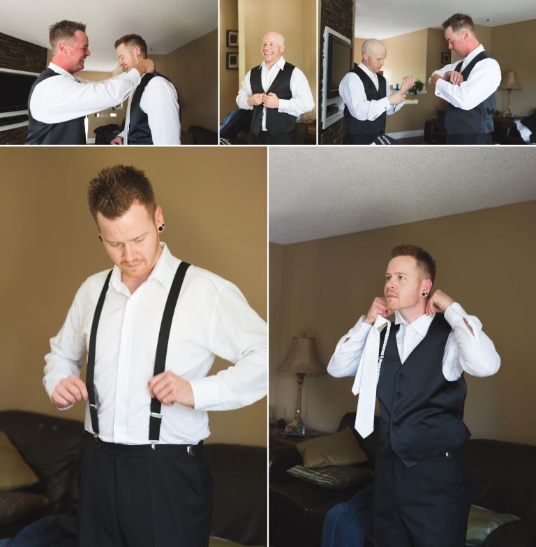 Groom getting ready photos in Edmonton