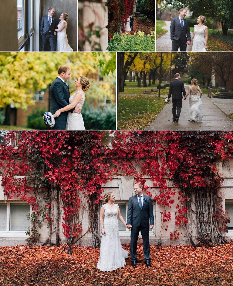 Fall wedding photos at the University of Alberta