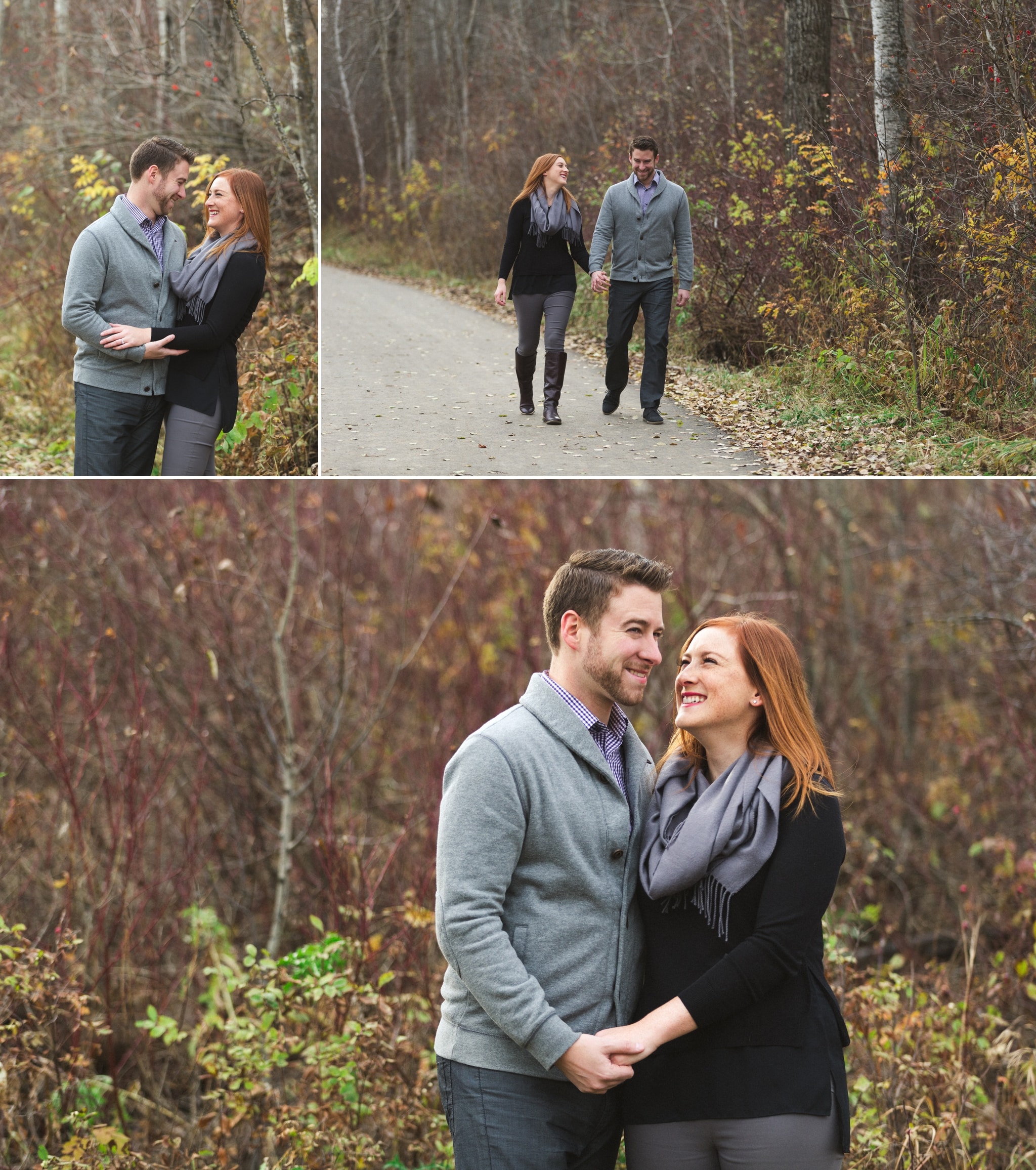 Engagement photos at the Fort Edmonton footbridge