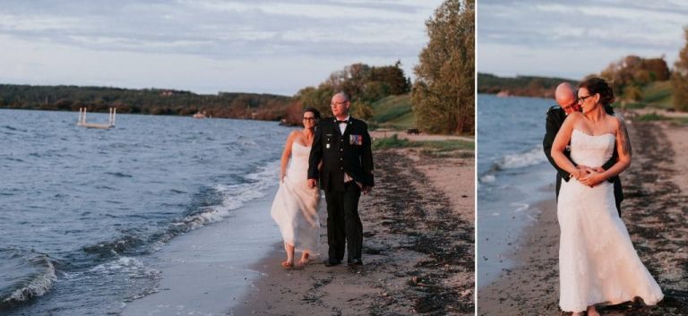 Sunset wedding photos on the shores of Lac La Biche, Alberta