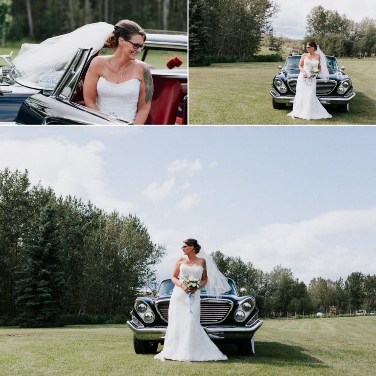 Wedding Photos with a classic car in Lac La Biche Alberta