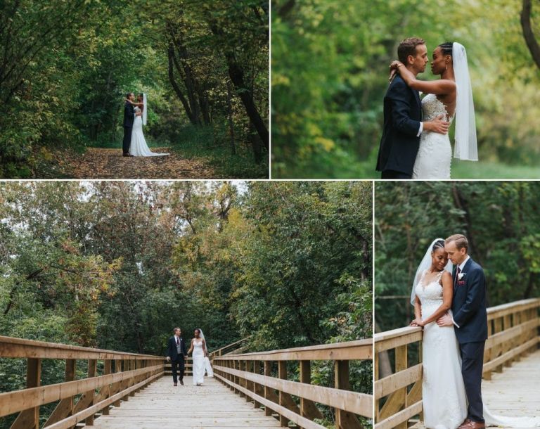 Fall Photos of the bride and groom in Mill Creek Ravine