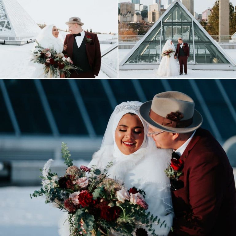 Edmonton Wedding Photographers - Winter wedding photos at the Muttart Conservatory