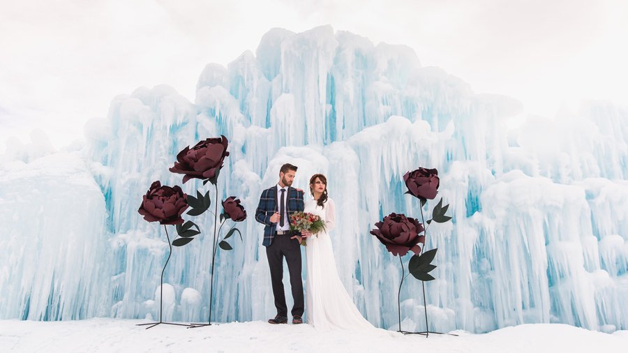 Wedding Photos at the Ice Castles in Edmonton Alberta