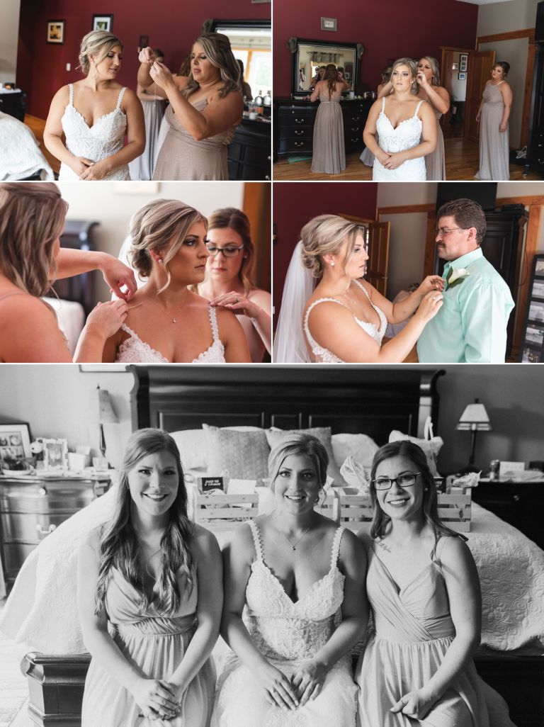 Bride getting ready with her bridesmaids in Whitecourt, Alberta