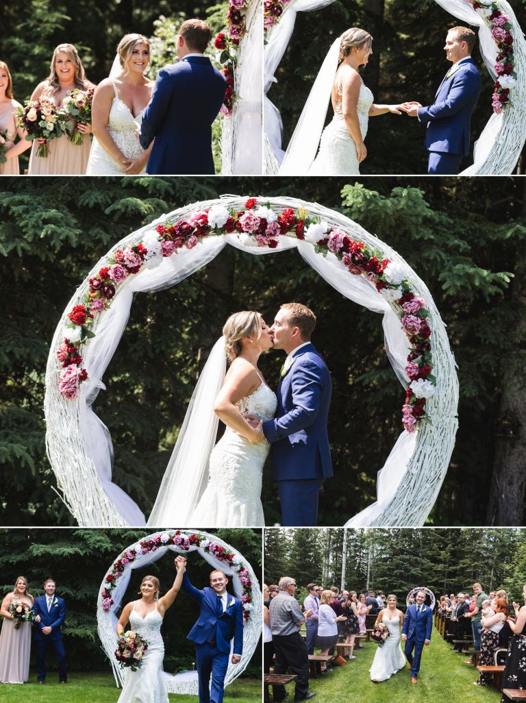 Outdoor wedding ceremony photos in Whitecourt Alberta