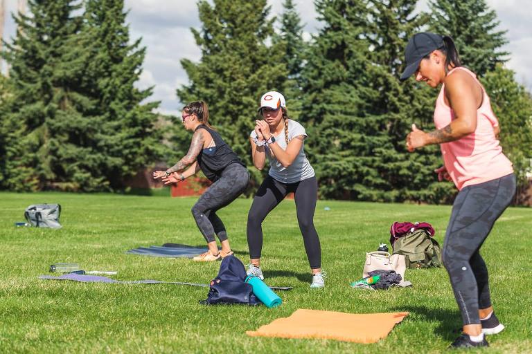 People participate in Covid-19 Outdoor Bootcamps